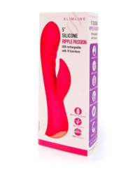 Красный перезаряжаемый вибратор-кролик - 19,1 см. - 3