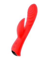 Красный перезаряжаемый вибратор-кролик - 19,1 см. - 0