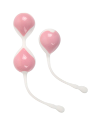 Набор розово-белых вагинальных шариков: двойные и одинарный - 3