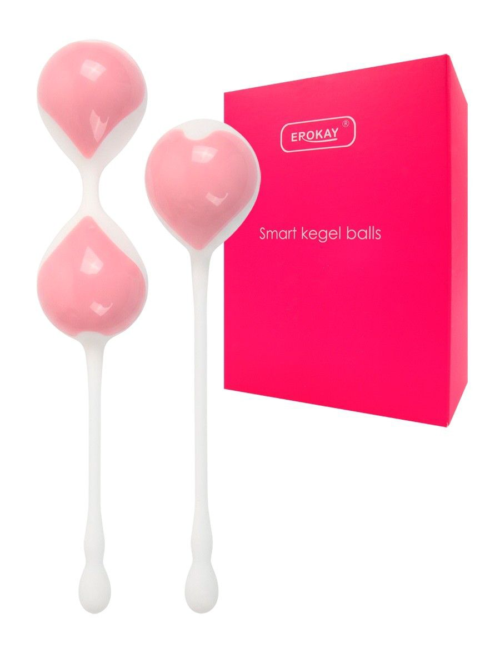 Набор розово-белых вагинальных шариков: двойные и одинарный - 1