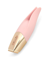 Нежно-розовый мини-вибратор с раздвоенным кончиком - 12,3 см. - 1