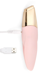 Нежно-розовый мини-вибратор с раздвоенным кончиком - 12,3 см. - 3