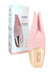 Нежно-розовый мини-вибратор с раздвоенным кончиком - 12,3 см. - 0