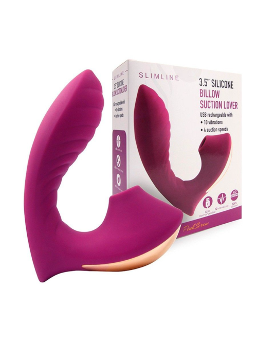 Сливовый вибромассажер с вакуумной стимуляцией клитора - 0