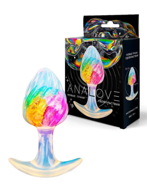 Яркая анальная пробка со спиралевидным рельефом - 9 см. - 0