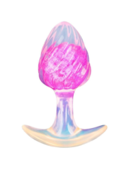 Розоватая анальная пробка со спиралевидным рельефом - 9 см. - 1