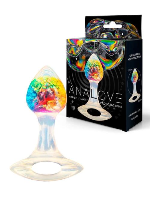 Яркая анальная пробка с ручкой - 8,5 см. - 0