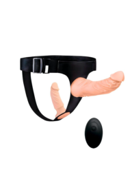 Женский страпон с 2 насадками, вибрацией и пультом ДУ - 1