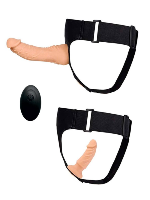 Женский страпон с 2 насадками, вибрацией и пультом ДУ - 3