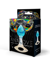 Голубоватая анальная пробка с ручкой - 8,5 см. - 2