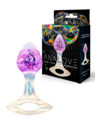 Сиреневатая анальная пробка с ручкой - 8,5 см. - 0