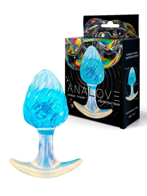 Голубоватая анальная пробка - 9 см. - 0