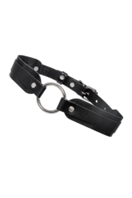 Черный кожаный чокер-ошейник со скруглёнными углами - 3