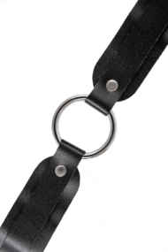 Черный кожаный чокер-ошейник со скруглёнными углами - 5