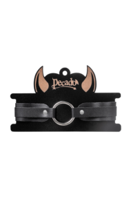 Черный кожаный чокер-ошейник со скруглёнными углами - 6