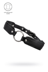 Черный кожаный чокер-ошейник со скруглёнными углами - 0