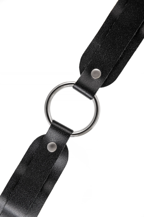 Черный кожаный чокер-ошейник со скруглёнными углами - 5