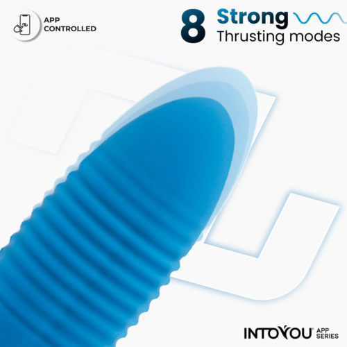 Синее интерактивное виброяйцо с поступательными движениями Thrusting Egg - 2