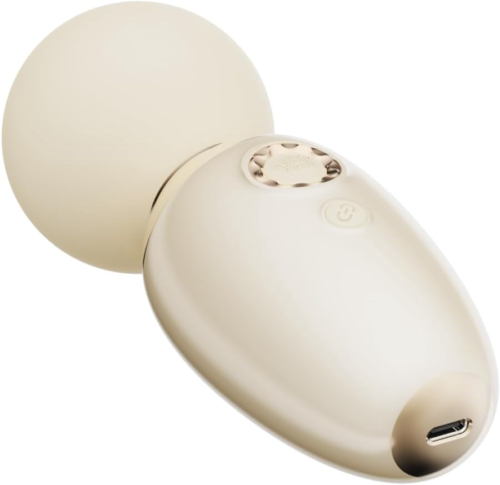 Бежевый мини-вибратор с функцией нагрева Ava - 2