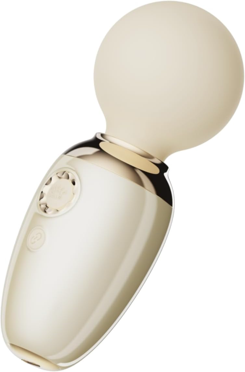 Бежевый мини-вибратор с функцией нагрева Ava - 3