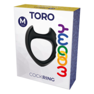 Черное эрекционное кольцо с рожками Wooomy Toro M - 2