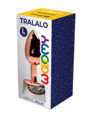 Золотистая анальная втулка Wooomy Tralalo L с прозрачным кристаллом - 9 см. - 1