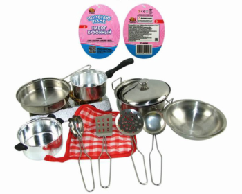 Набор посуды металлической для кухни "Помогаю маме", 11 предметов - PT-00265