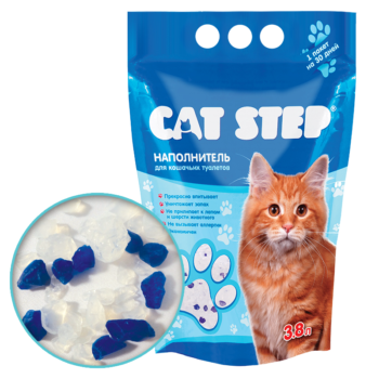 Наполнитель впитывающий силикагелевый CAT STEP Crystal Blue - 3,8 л