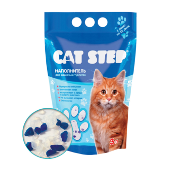 Наполнитель впитывающий силикагелевый CAT STEP Crystal Blue - 3 л