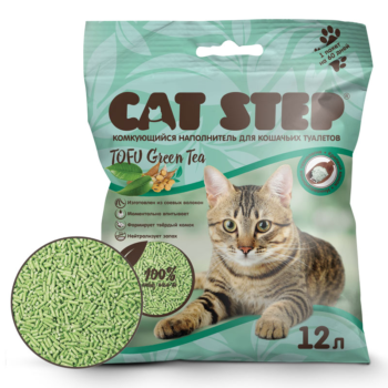 Наполнитель комкующийся растительный CAT STEP Tofu Green Tea - 12 л