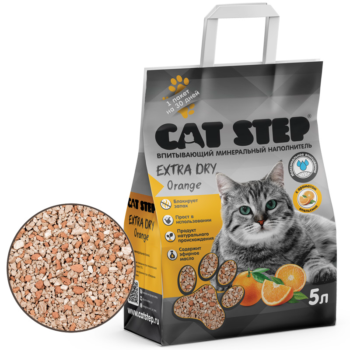 Наполнитель впитывающий минеральный CAT STEP Extra Dry Orange - 5 л