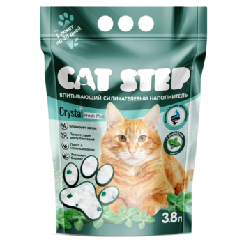 Наполнитель впитывающий силикагелевый CAT STEP Crystal Fresh Mint - 3,8л