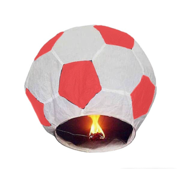 Небесный фонарик бумажный Футбольный мяч красно-белый