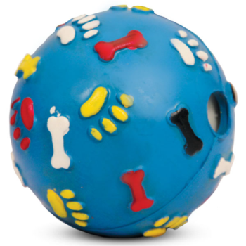 Игрушка для собак из цельнолитной резины - Мяч с лапками и косточками со звуком 7,5см