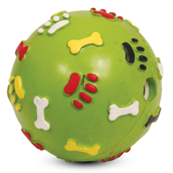 Игрушка для собак из цельнолитной резины - Мяч с лапками и косточками со звуком 8,5см