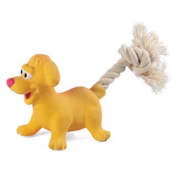 Игрушка для собак мелких пород из латекса - Собачка с веревкой 8,5см