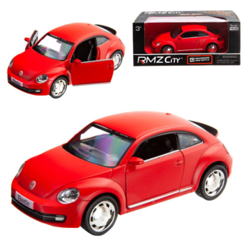Машина металлическая RMZ City 1:32 Volkswagen New Beetle 2012, инерционная, красный матовый цвет, 16.5 x 7.5 x 7 см
