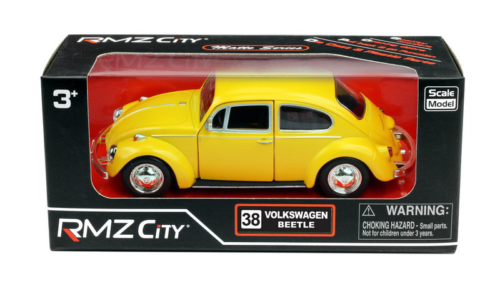 Машина металлическая RMZ City 1:32 Volkswagen Beetle 1967, инерционная, желтый матовый цвет, 16.5 x 7.5 x 7 см - 0