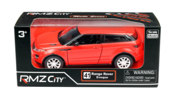 Машина металлическая RMZ City 1:32 Range Rover Evoque, инерционная, красный матовый цвет, 16.5 x 7.5 x 7 см