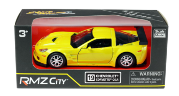 Машина металлическая RMZ City 1:32 Chevrolet Corvette C6-R, инерционная, цвет желтый металлик