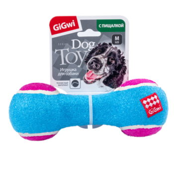 Игрушка для собак - Гантеля с пищалкой средняя - теннисный материал