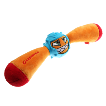 Игрушка для собак - Гладиатор в резиновом шлеме- палка с пищалкой (оранжевый) - 41 см