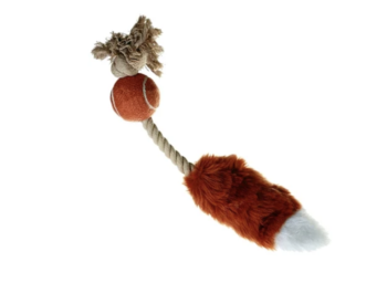 Игрушка для собак - Мячик с лисьим хвостом и пищалкой (40см)