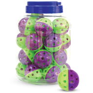Игрушка 3833 для кошек - Мяч-погремушка фиолетово-зеленый (банка 25шт) - 0