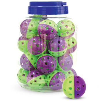 Игрушка 3833 для кошек - Мяч-погремушка фиолетово-зеленый (банка 25шт)
