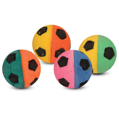 Игрушка для кошек - Мяч футбольный разноцветный 4см (4шт) - 0