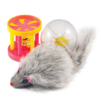 Набор игрушек XW0087 для кошек - мяч, мышь, барабан