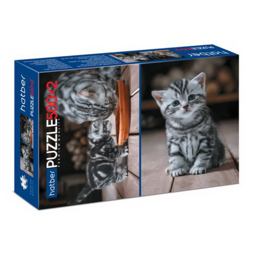ПАЗЛЫ "Premium" 500+500 элементов А2ф "2 картинки в 1 коробке" Котиков много не бывает - 0