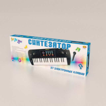Синтезатор черный 37 клавиш,с микрофоном, эл/мех, с адаптером в комплекте, 53x6x19,2