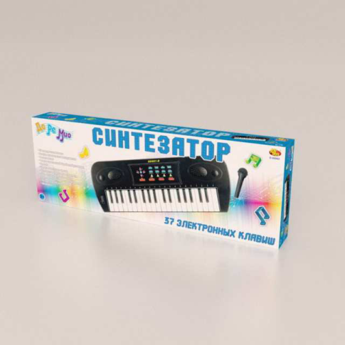 Синтезатор черный 37 клавиш,с микрофоном, эл/мех, с адаптером в комплекте, 53x6x19,2 - 0